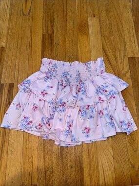 Tweenstyle Kids Pink Floral Ruffle Mini Skirt Size 12